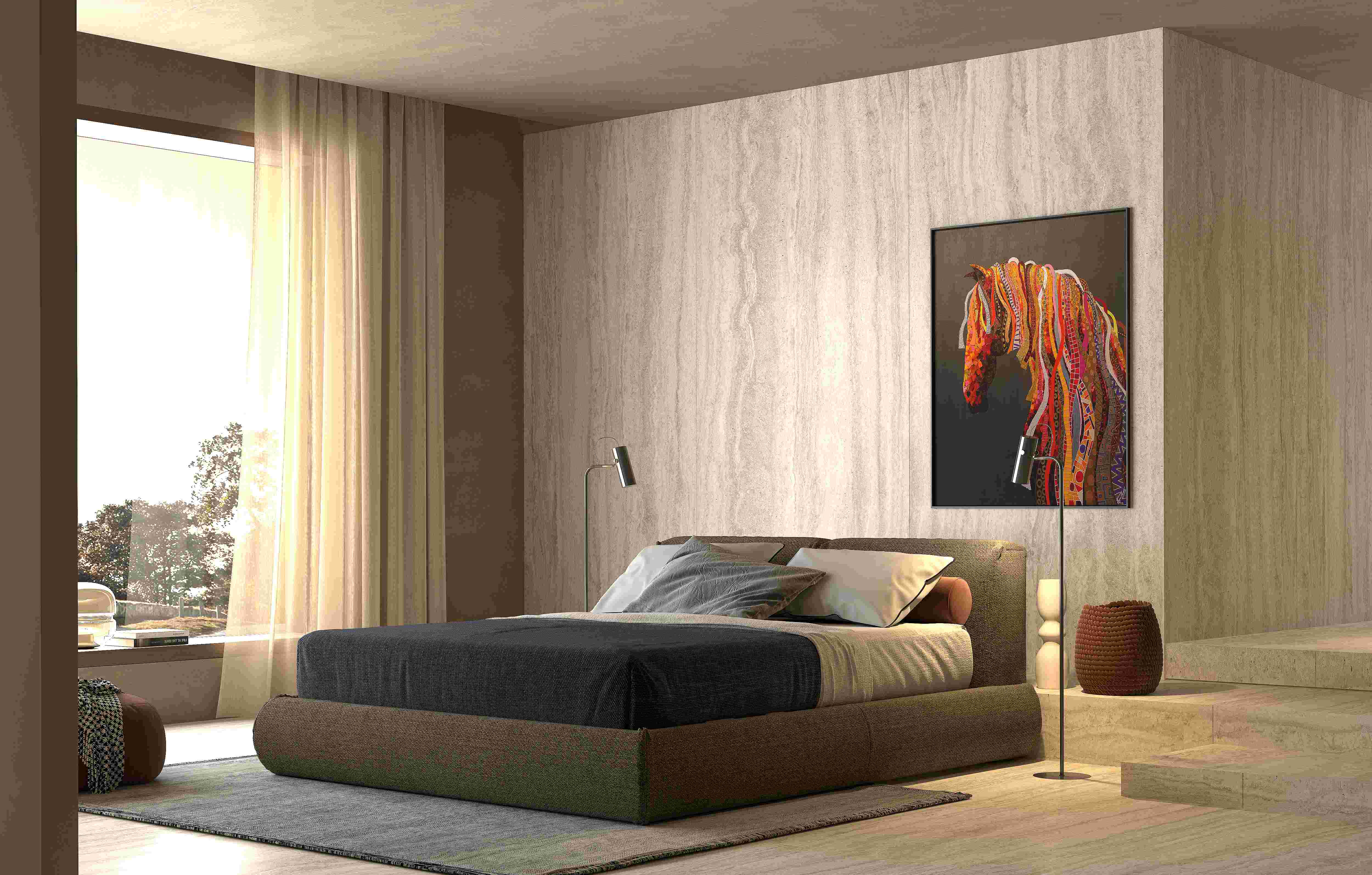 Caesar Beige Grey Travertine — space 1