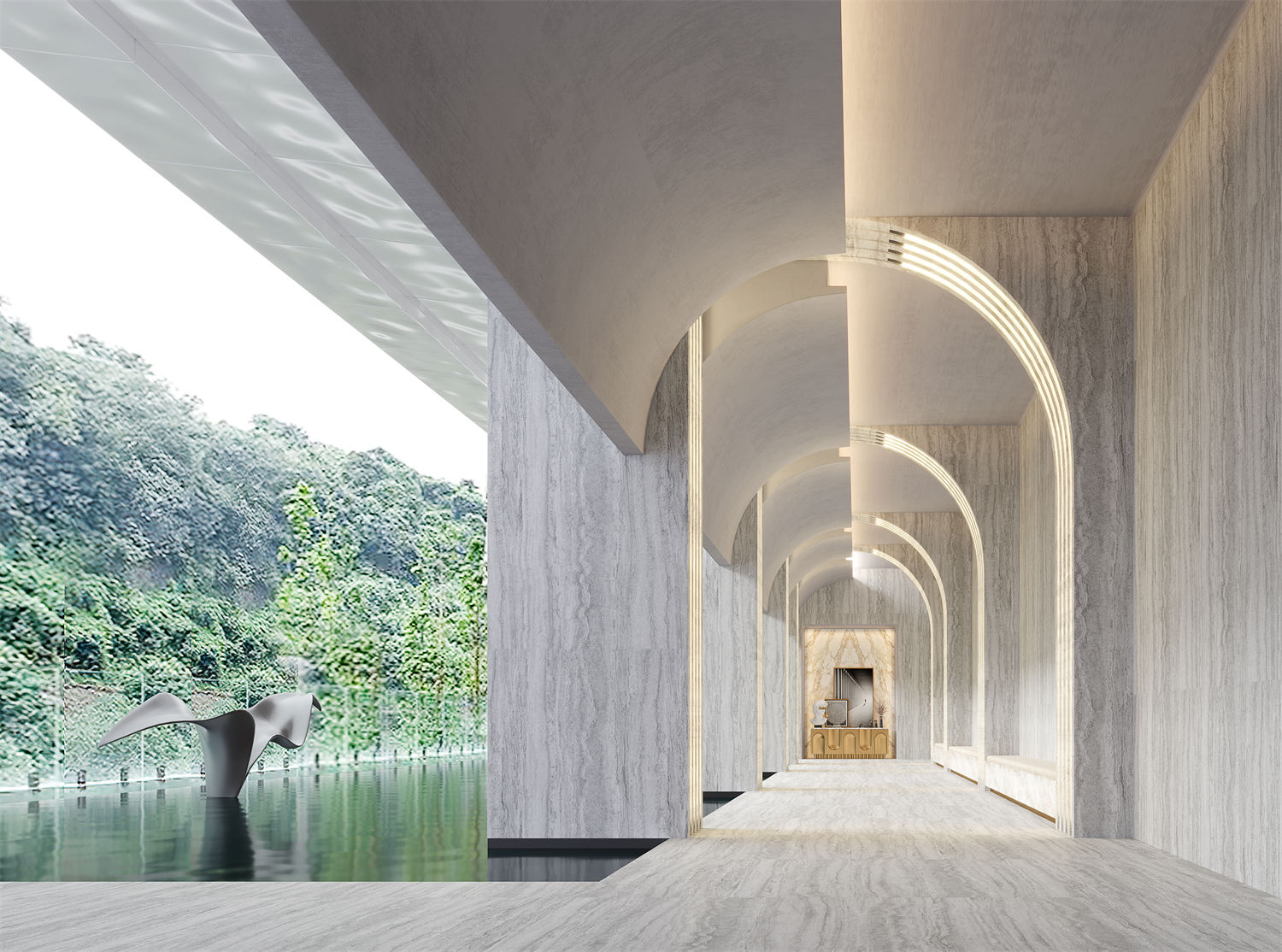 Caesar Silver Grey Travertine — space 2